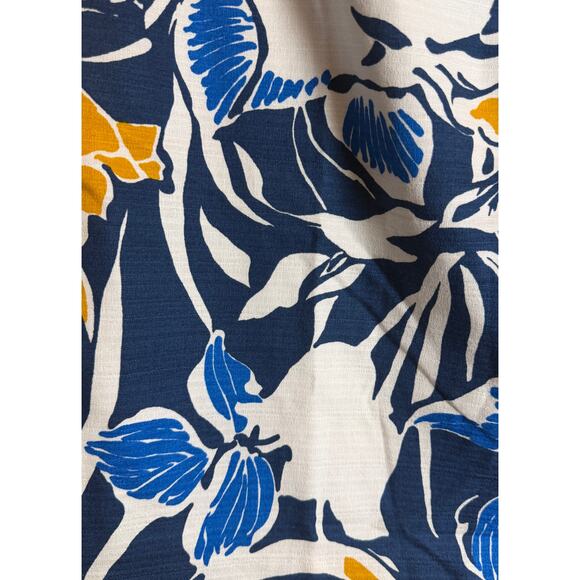 Ann Taylor Floral Mini Skirt Womens Size 10 Blue Yellow Tropical Lined Zip EUC - Picture 4 of 7